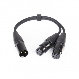 Cable Y de alta calidad, cableado con 2 cables XLR + 1 XLR conectores masculinos. Longitud 30 cm.- Paquete: 2 piezas cada caja