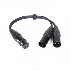 Cable Y de alta calidad, cableado con 2 conectores hembra XLR + 1 XLR. Longitud 30 cm.- Paquete: 100 piezas cada caja