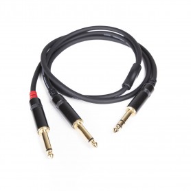 Cable de inserción de alta calidad, cableado con 2 enchufes mono de 6.3 mm + 1 conector estéreo de 6,3 mm. Longitud 1 metro.- Pa