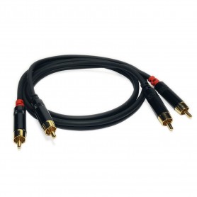 Cable de audio de alta calidad, cableado con 2 + 2 enchufes masculinos RCA. Longitud 1 metro.- Paquete: 100 piezas cada caja