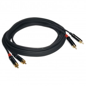 Cable de audio de alta calidad, cableado con 2 + 2 enchufes masculinos RCA. Longitud de 5 metros.- Paquete: 50 piezas cada caja
