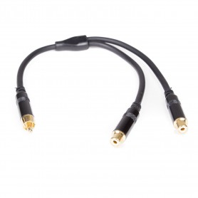 Cable Y de alta calidad, cableado con 2 conectores masculinos RCA RCA + 1 RCA. Longitud 30 cm.- Paquete: 100 piezas cada caja