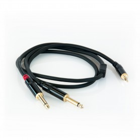 Cable de audio de alta calidad, cableado con 2 enchufes mono de 6.3 mm + 1 conector Estéreo Mini Jack 3.5mm. Longitud 1 metro.- 