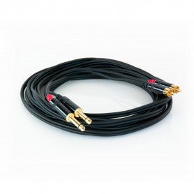 Cable de audio de alta calidad, cableado con 2 enchufes masculinos RCA + 2 conectores Mono Jack 6.3mm. Longitud de 5 metros.- Pa