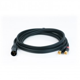 Cable de audio de alta calidad, cableado con 2 enchufes masculinos RCA + 1 conector XLR masculino. Longitud 3 metros.- Paquete: 